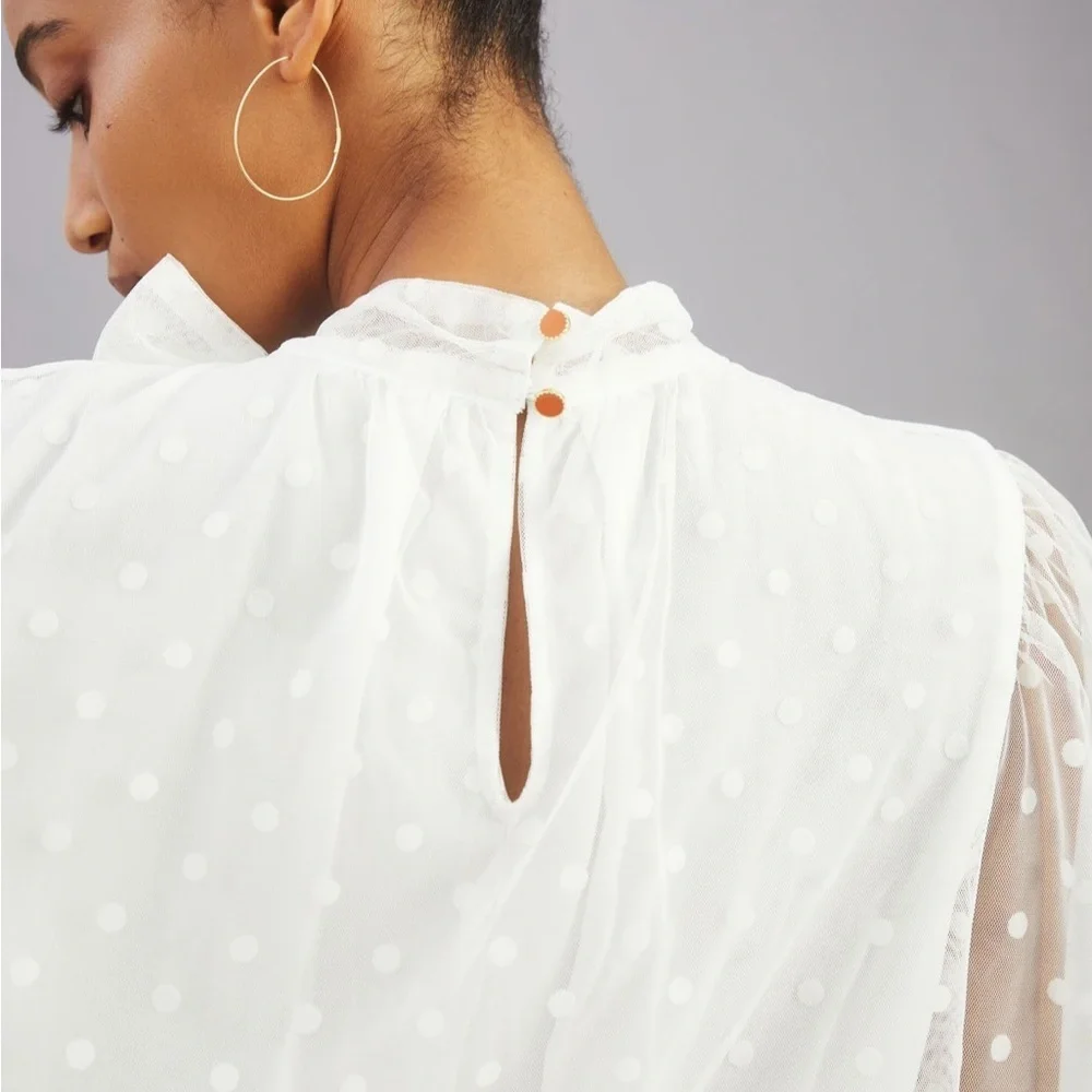 NWT Anthro Maeve Tulle Tie-Neck Blouse - Picture 2 of 8